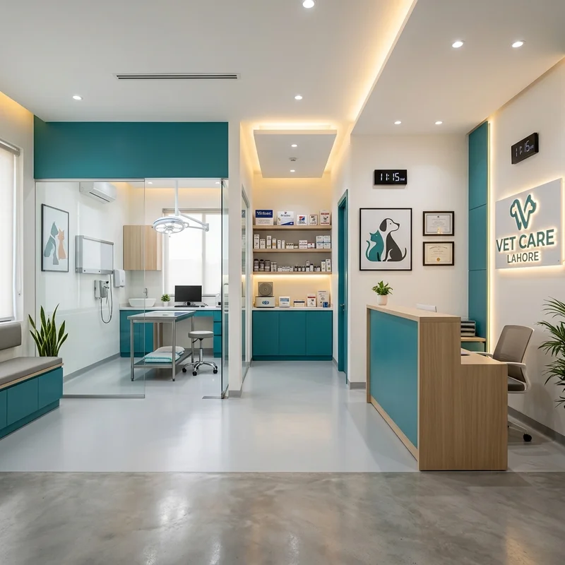 Abid Pets Hospital modern interior in Gulberg 3, Lahore