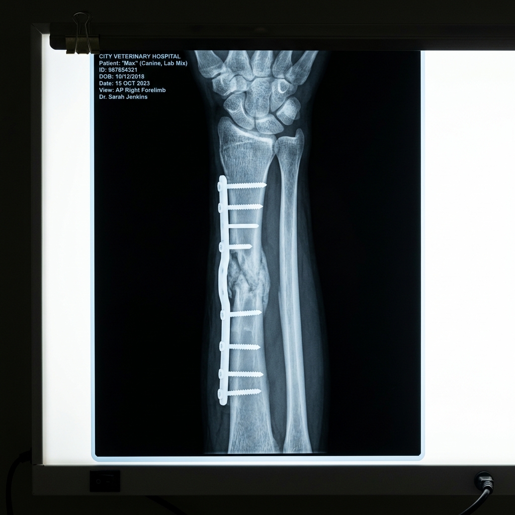Bone & Joint Imaging Digital X-ray of pet bone on light box at Abid Pets Hospital Lahore