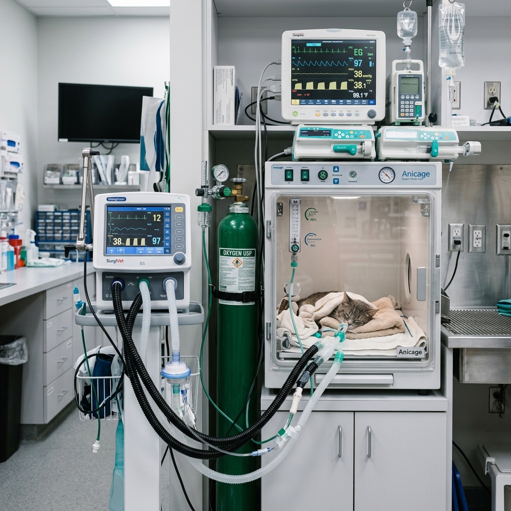 Anesthesia Monitoring Anesthesia monitoring equipment at Abid Pets Hospital Lahore